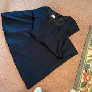 Dark navy A-line bridesmaid dress.